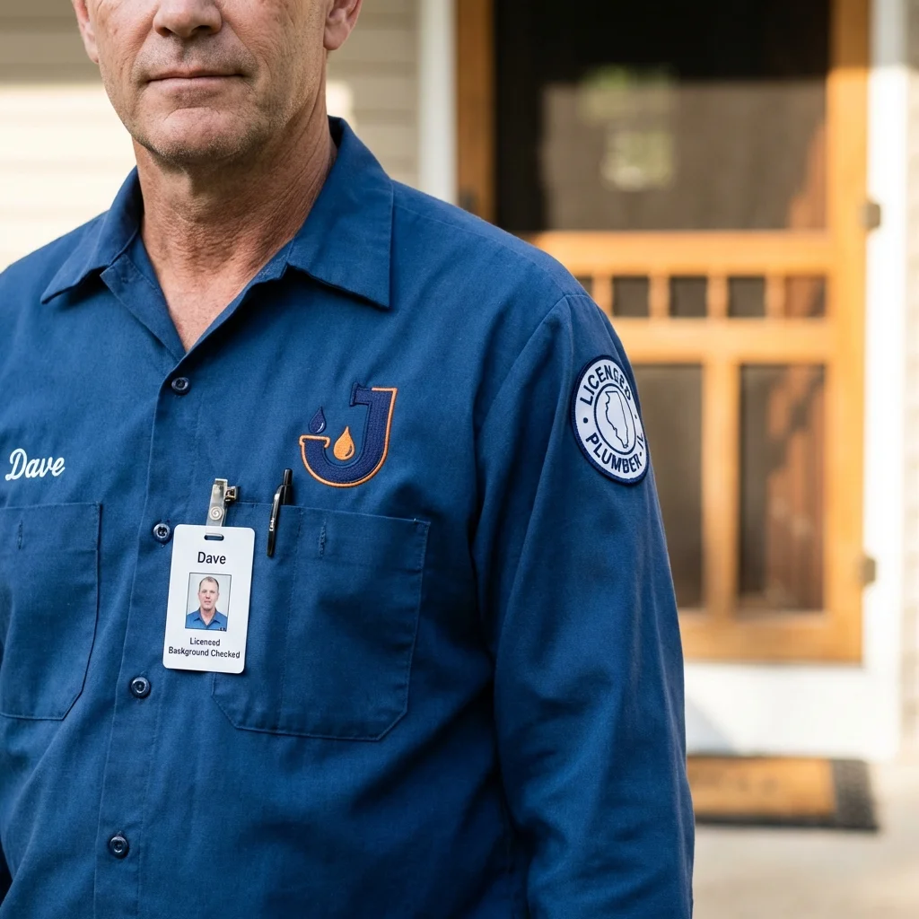 Licensed plumber showing ID badge in Superior, AZ